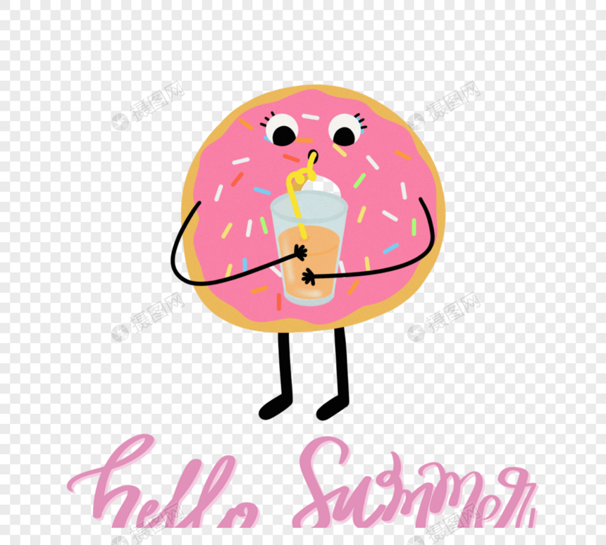 手绘甜甜圈拟人小人物元素图片