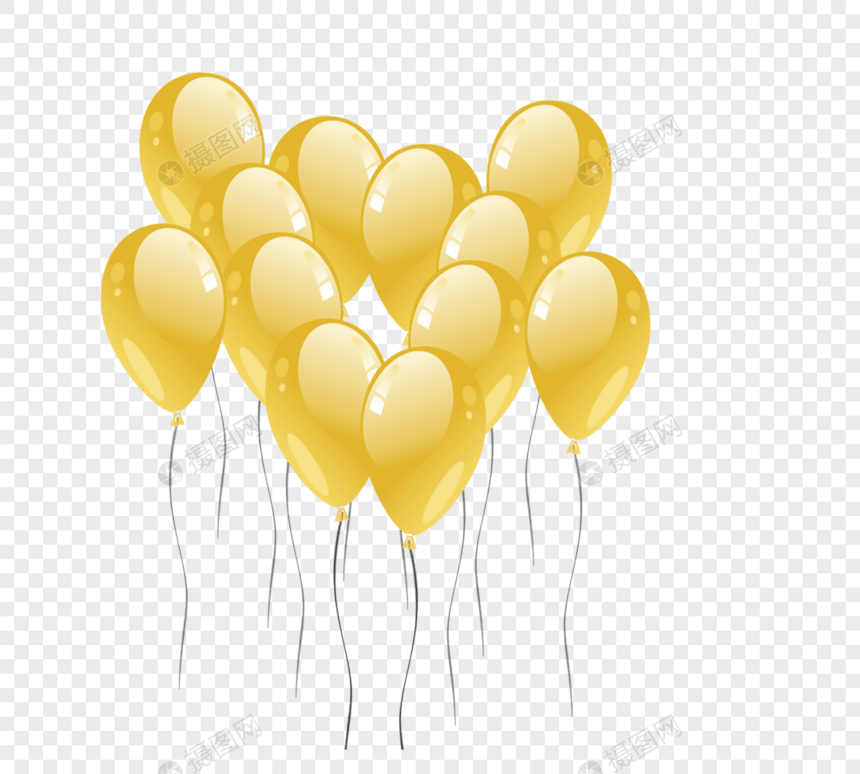 彩色节日金色气球元素图片