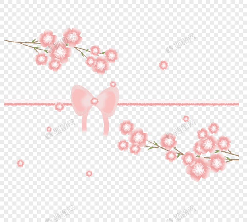 粉色樱花装饰蝴蝶结图片