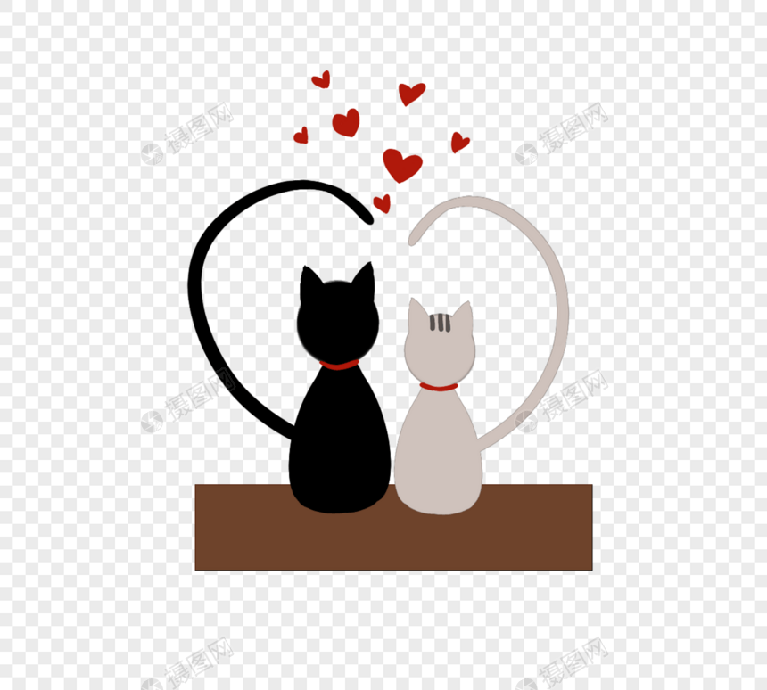 情人节爱情小猫创意简约元素图片