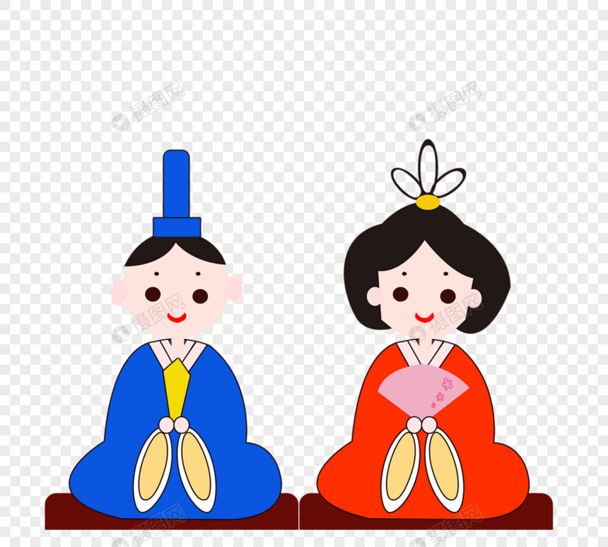 日式传统男女坐姿服饰和服卡通人物图片