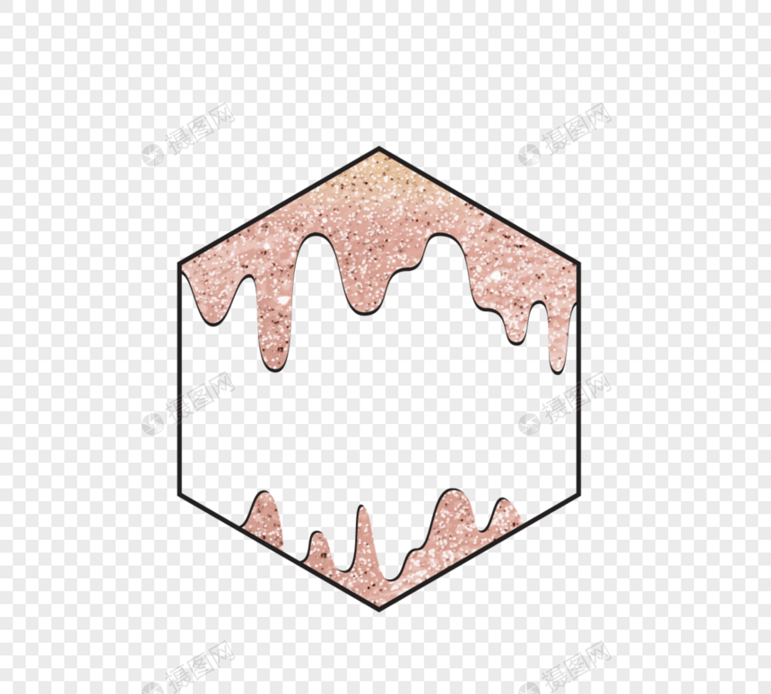 宴会玫瑰金流动液体多边形边框图片