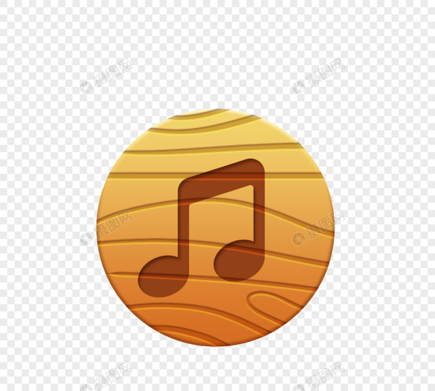 木制圆形音乐符号图标图片