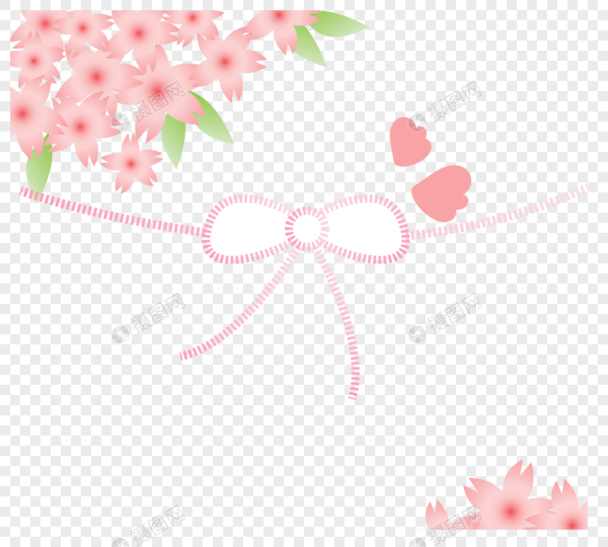 樱花丝带贺卡图片