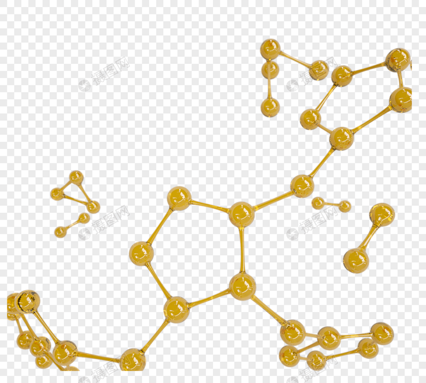 黄色分子结构3d元素图片