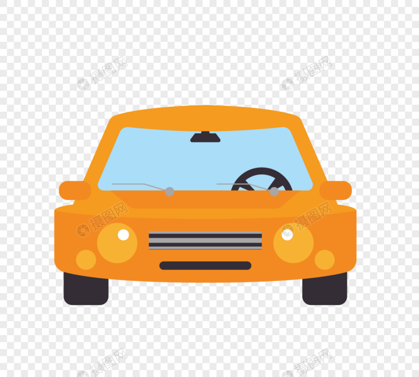 出租车轿车黄色矢量简约元素图片
