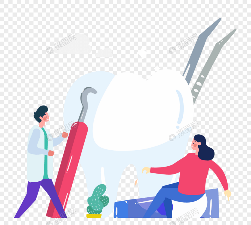 卡通手绘牙齿健康治疗图片