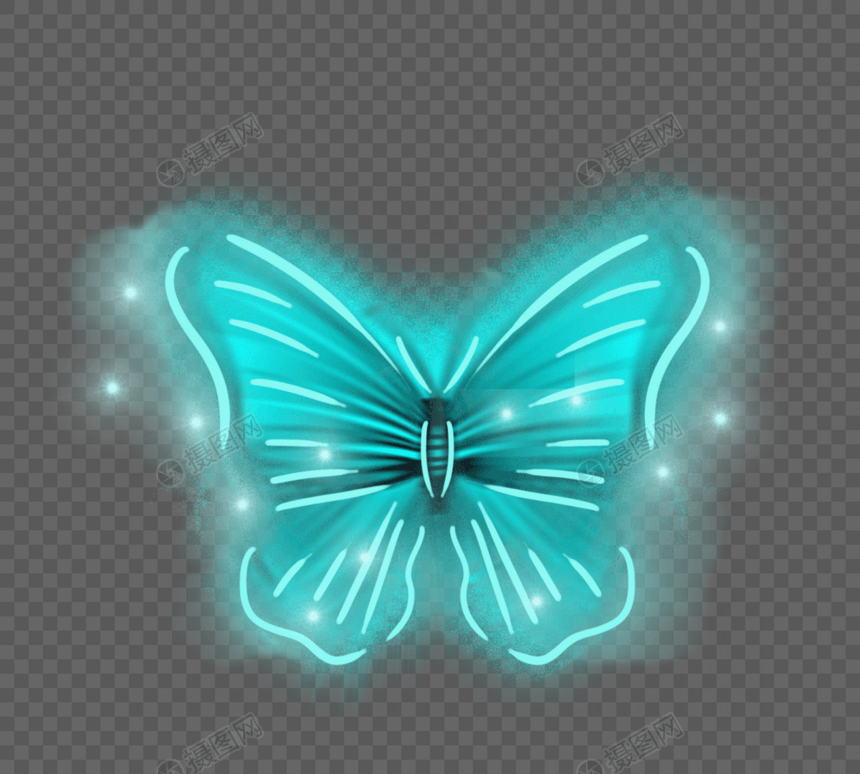 手绘蓝色光效蝴蝶装饰图片