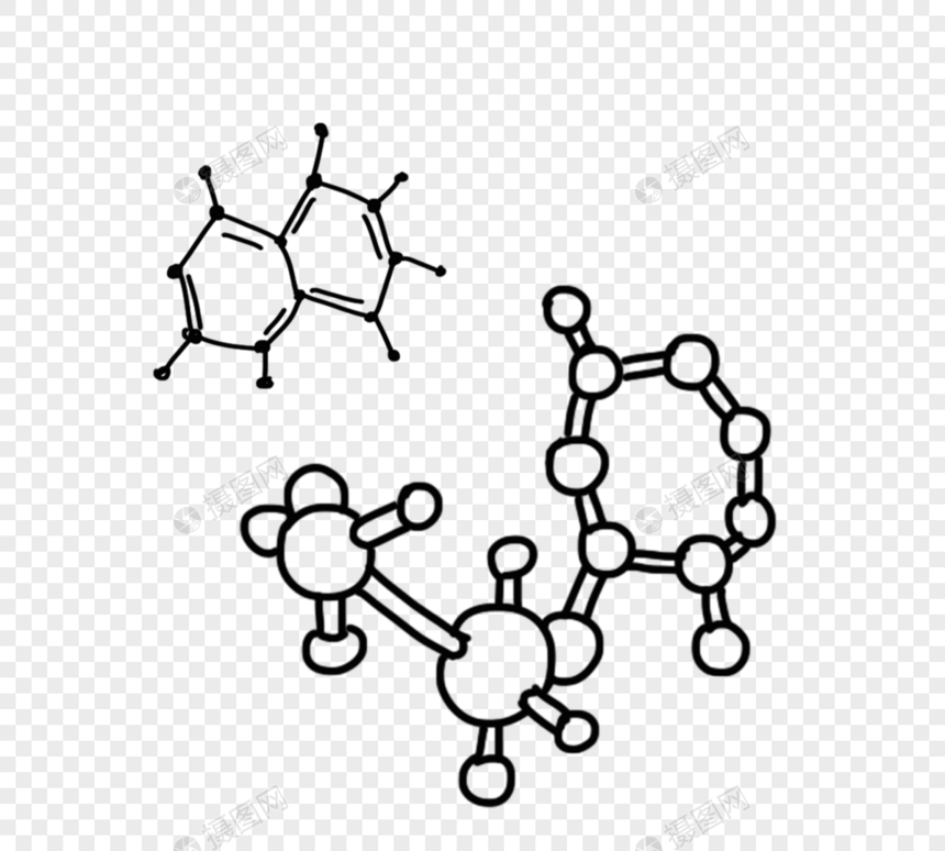 手绘线描学生学习化学分子元素图片