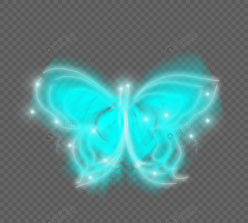 蓝色抽象光效蝴蝶图片