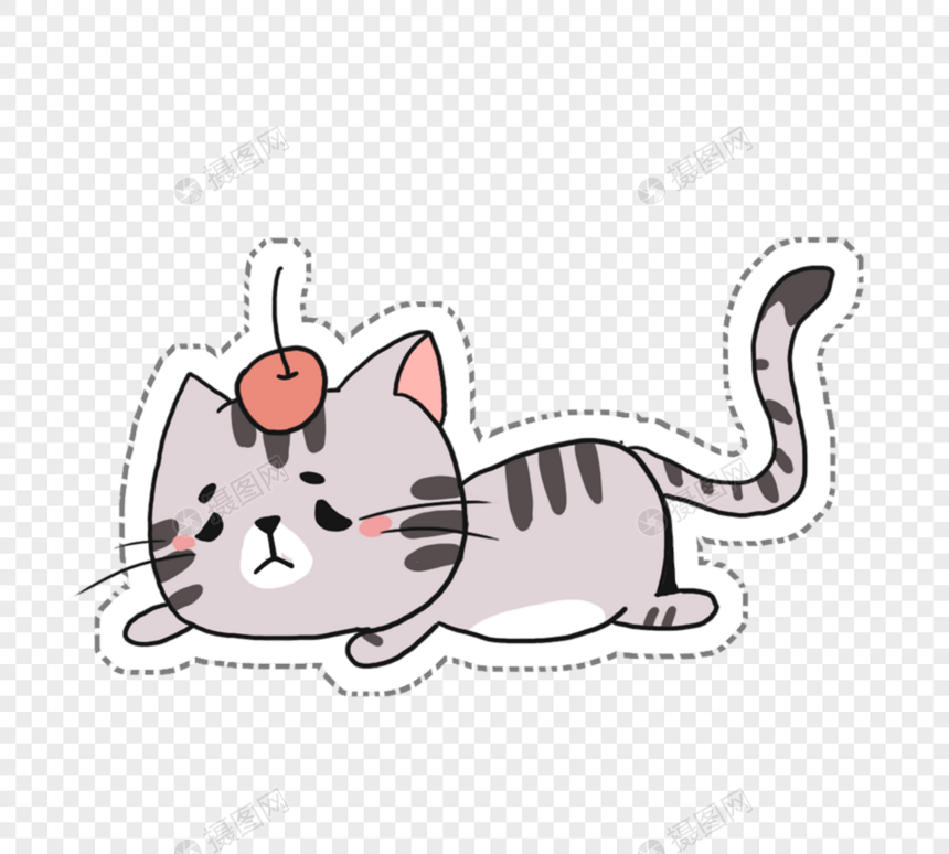手绘可爱卡通小动物猫咪元素图片