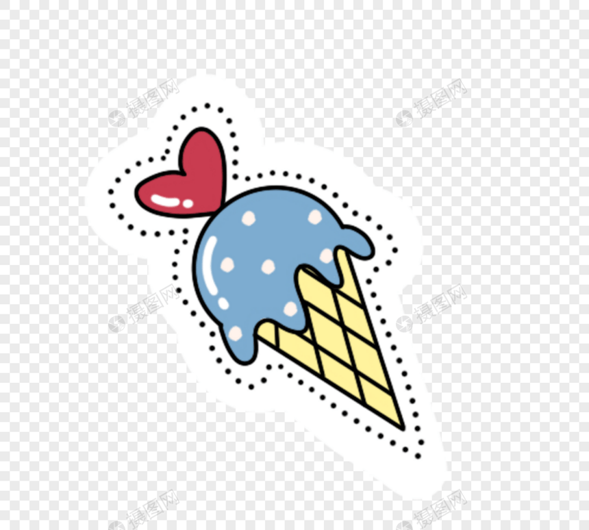 情人节手绘爱心冰淇淋元素图片