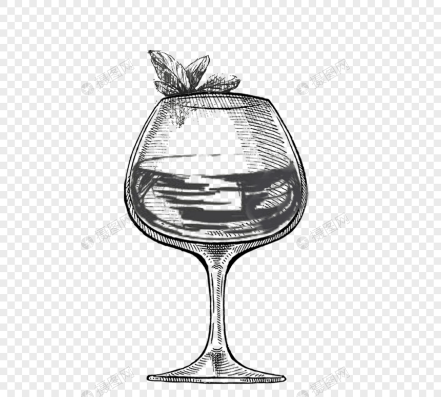 黑色手绘玻璃透明酒杯里红酒图片