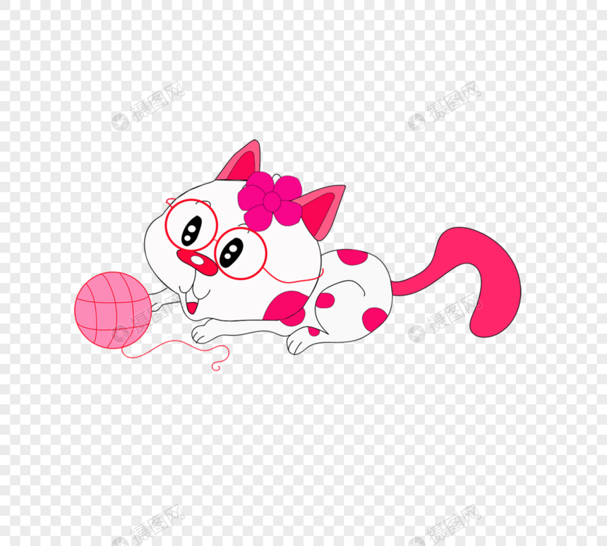 平面粉色可爱小猫咪元素矢量图图片