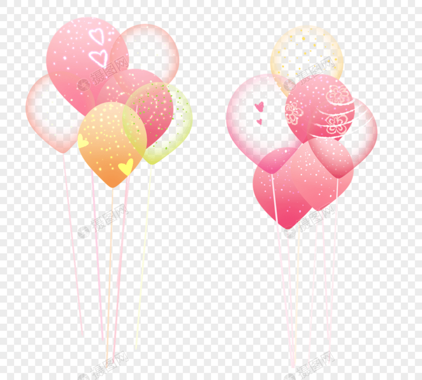 手绘粉色系装饰气球图片