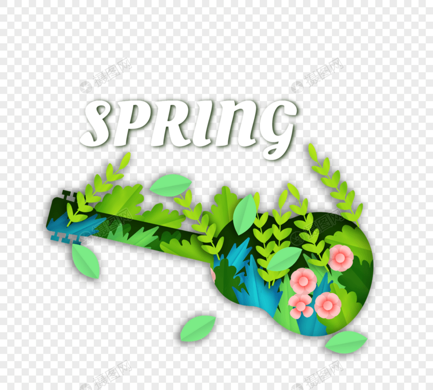 春季创意吉他花卉装饰图片