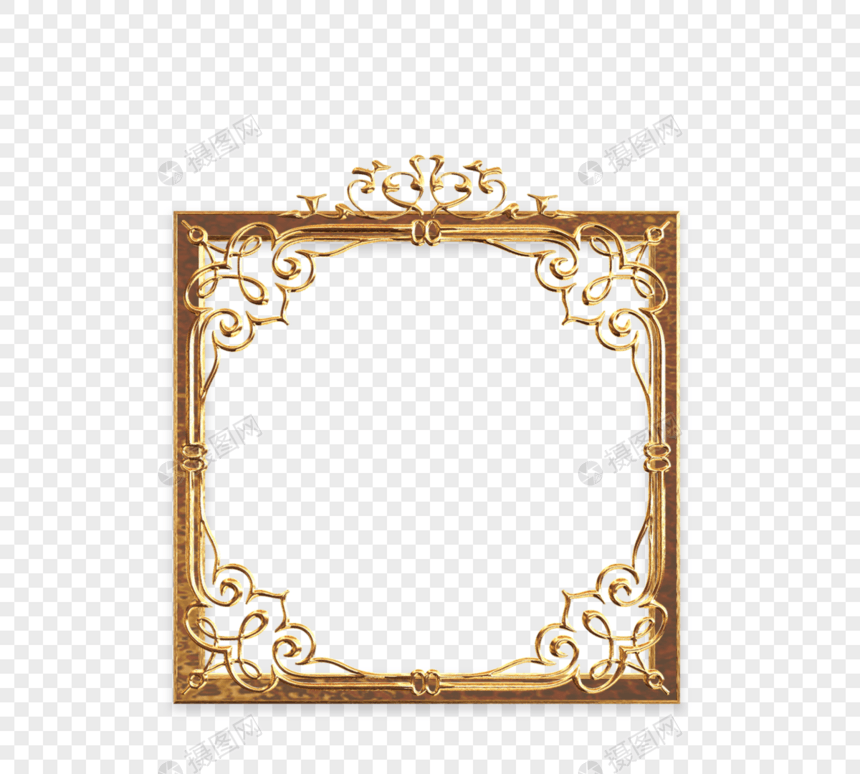 矢量金属色花纹方形相框装饰框图片