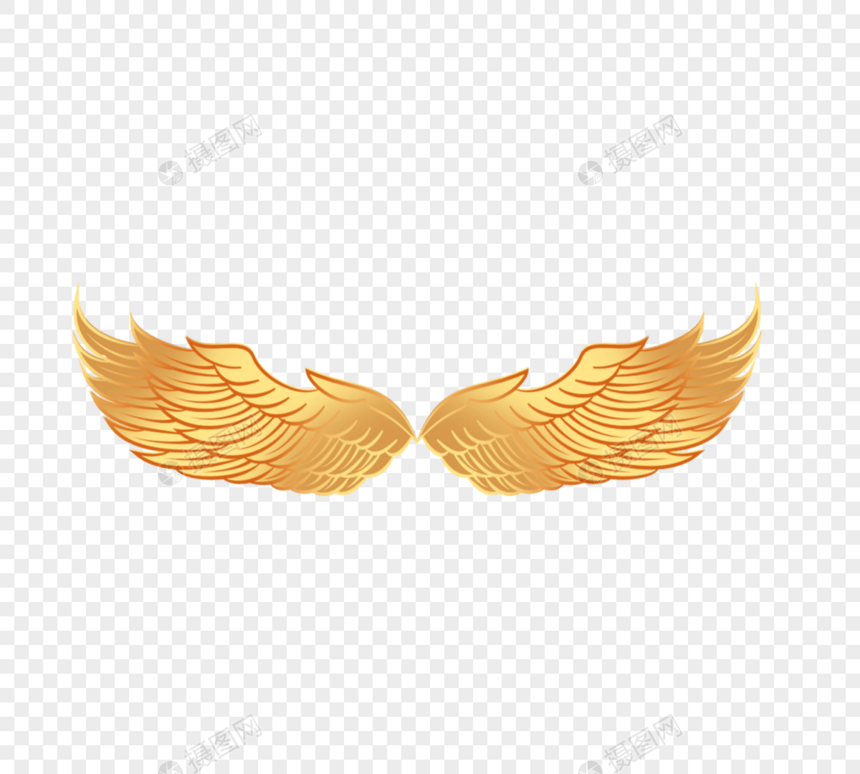 矢量金属金色天使翅膀手绘创意设计图片