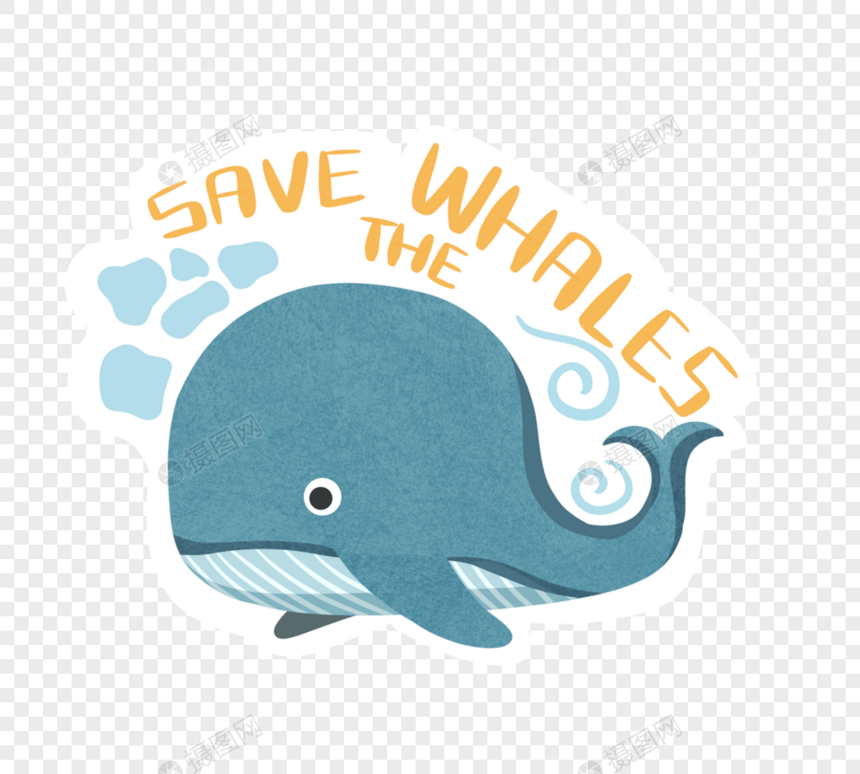 蓝色可爱环境保护动物徽章图片