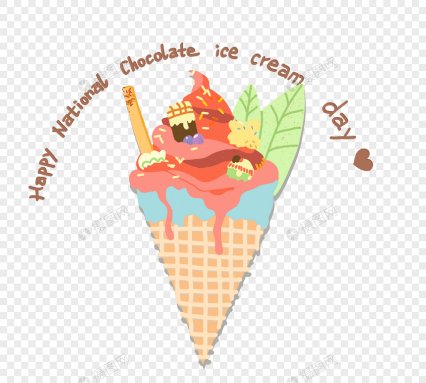 彩色夏日冰淇淋日元素图片
