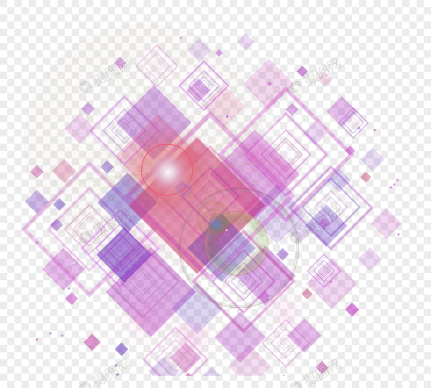 科技风格粉紫色菱形漂浮光效图片
