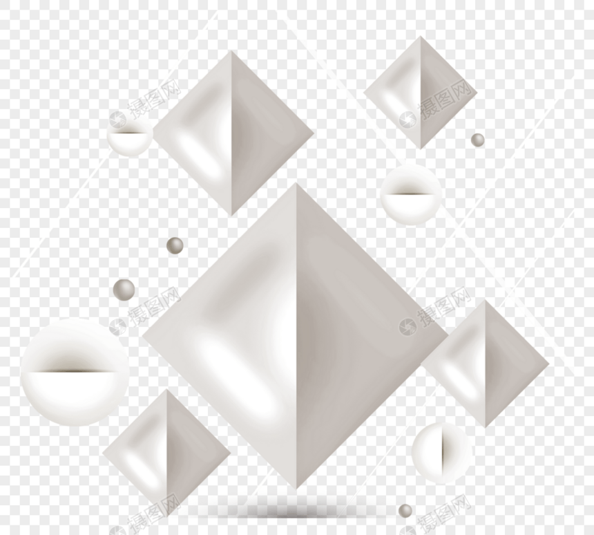 白色方形立体感几何图形图片