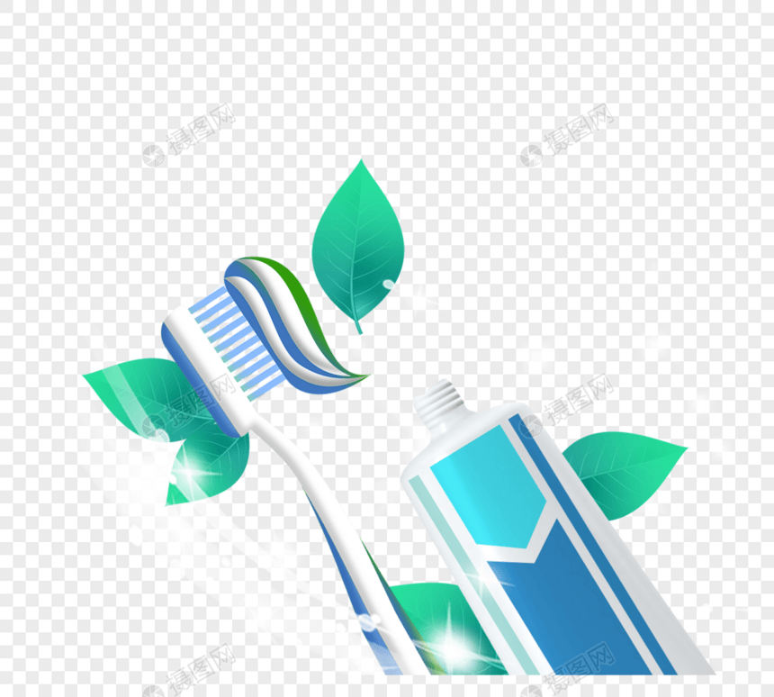 绿色清新叶子牙齿健康护理图片