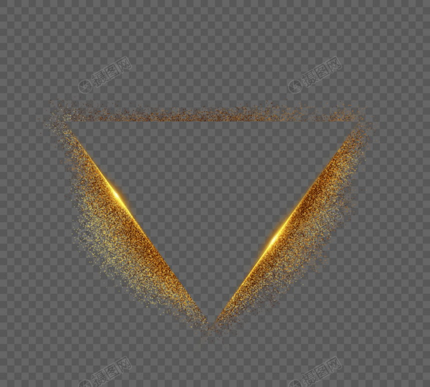 金色粉尘颗粒三角形边框图片