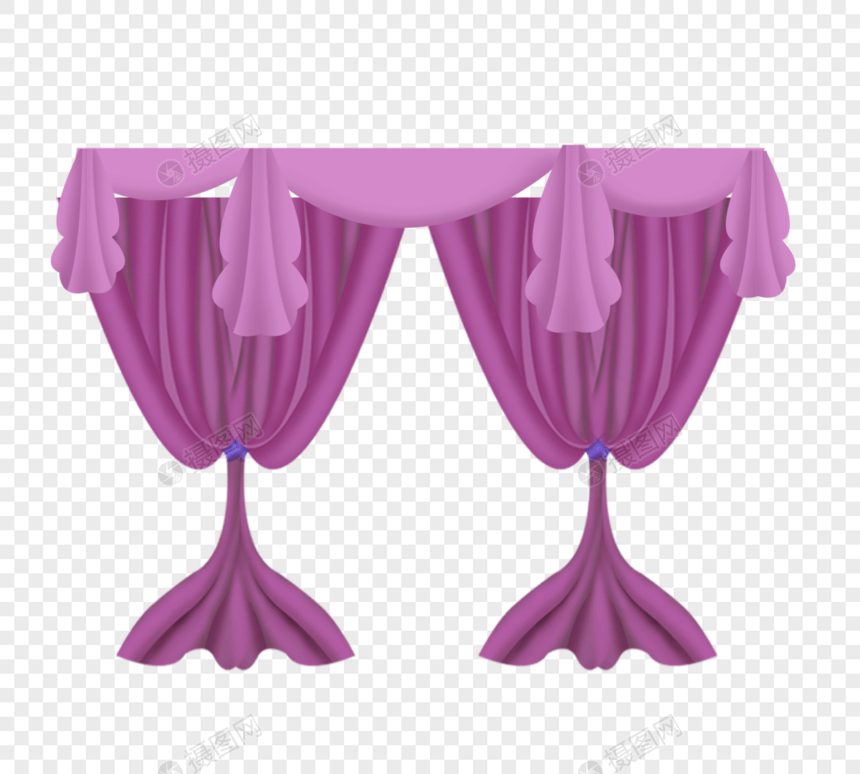 紫色扁平设计室内窗帘创意欧式窗帘图片