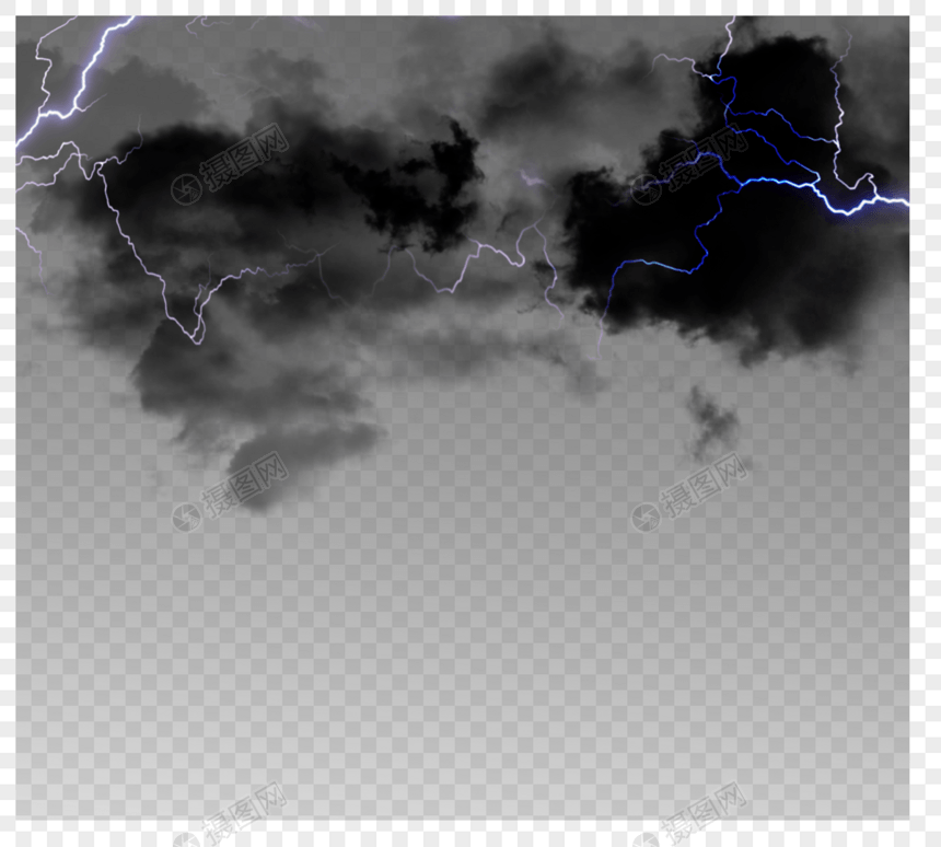 阴天逼真闪电黑色云层图片