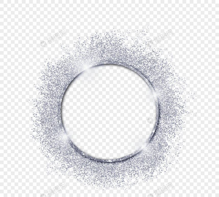 银色圆形抽象闪耀边框图片