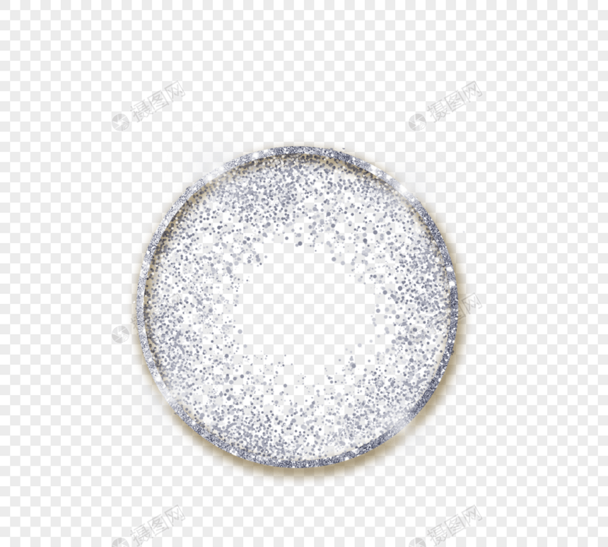 银色圆形颗粒感闪耀光效元素图片