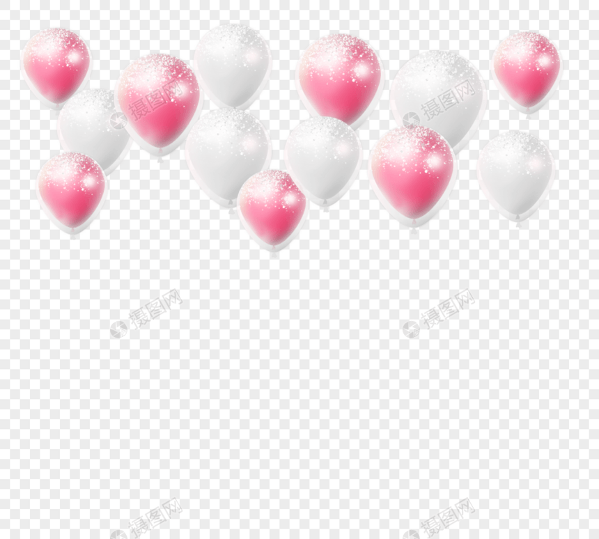 双层粉白装饰金粉气球图片