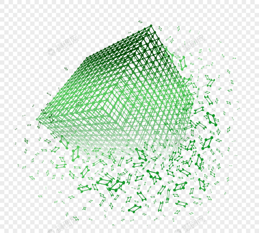 渐变绿色晶体抽象几何元素图片