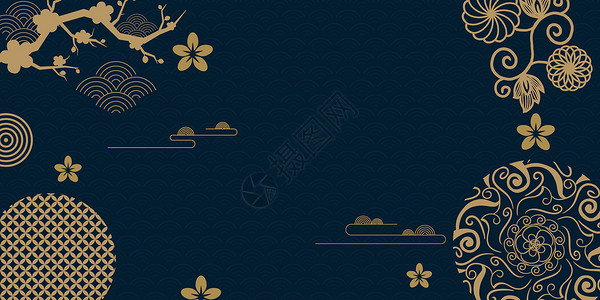 蓝色印花名片古典印花背景设计图片