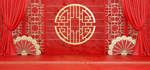 C4D红色喜庆电商背景背景图片