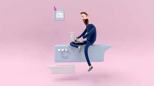 邮件管理商务主题3D人物插画设计图片