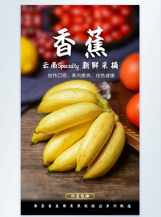 一串花香蕉水果摄影海报模板
