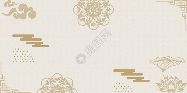 莲花底纹古典印花背景设计图片