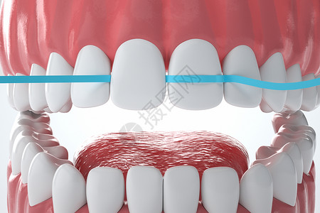 牙线清洁牙齿高清图片