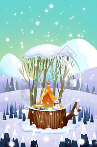 下雪的水晶球背景图片