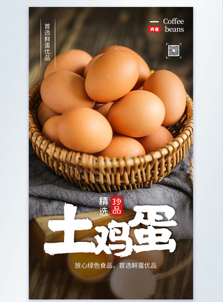 准备烹饪的健康食材土鸡蛋摄影海报设计模板