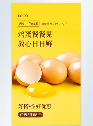 农产品冷链简约鸡蛋农产品摄影图海报模板