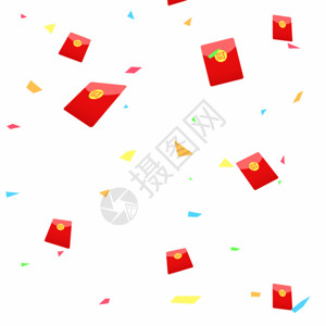 春节游玩红包雨彩带GIF高清图片