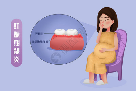 孕妇美容妊娠期龈炎口腔医学插图插画