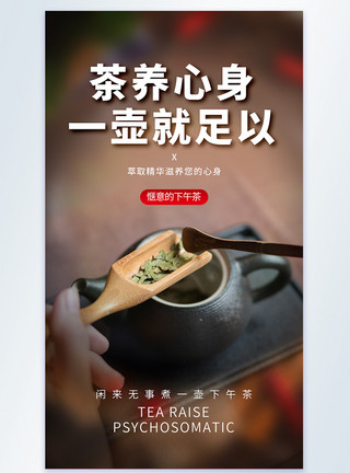 壶茶茶养心身一壶就足以美食摄影图海报模板