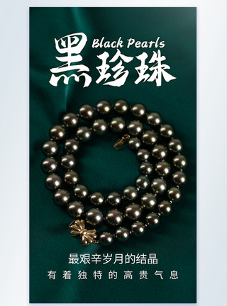 珍珠项链素材黑珍珠项链摄影海报模板