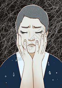 抑郁症患者心理健康插画背景图片
