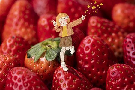 舞台造型以草莓为舞台的少女偶像插画