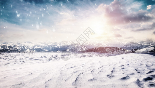 冬日降温冬季雪景设计图片